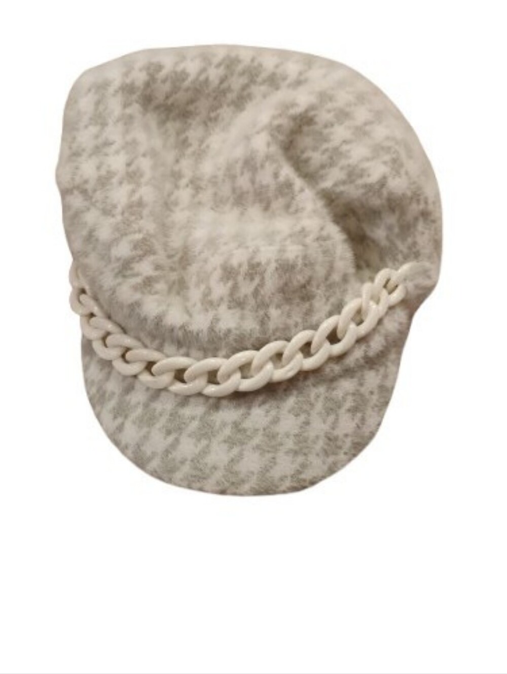 Modern Does Y2K Style Houndstooth Chain Accent Newsboy Cap